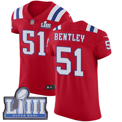 #51 Elite Ja'Whaun Bentley Red Nike NFL Alternate Men's Jersey New England Patriots Vapor Untouchable Super Bowl LIII Bound