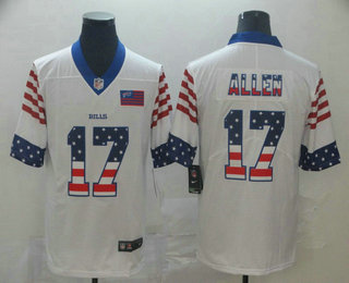 Men's Buffalo Bills #17 Josh Allen White Independence Day Stars Stripes Jersey