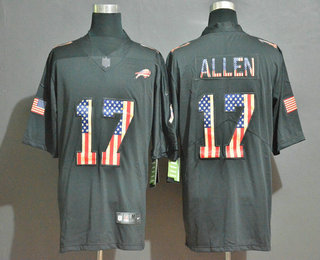 Men's Buffalo Bills #17 Josh Allen 2019 Black Salute To Service USA Flag Fashion Limited Jersey