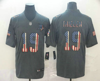 Men's Minnesota Vikings #19 Adam Thielen 2019 Black Salute To Service USA Flag Fashion Limited Jersey