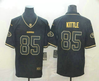 Men's San Francisco 49ers #85 George Kittle Black 100th Season Golden Edition Jersey