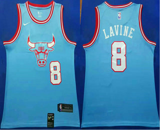 Men's Chicago Bulls #8 Zach LaVine Blue 2019-20 City Edition Nike Swingman Stitched NBA Jersey