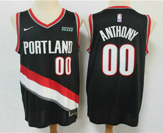 Men's Portland Trail Blazers #00 Carmelo Anthony Black Nike Swingman 2019 Stitched Jersey With The Sponsor Logo