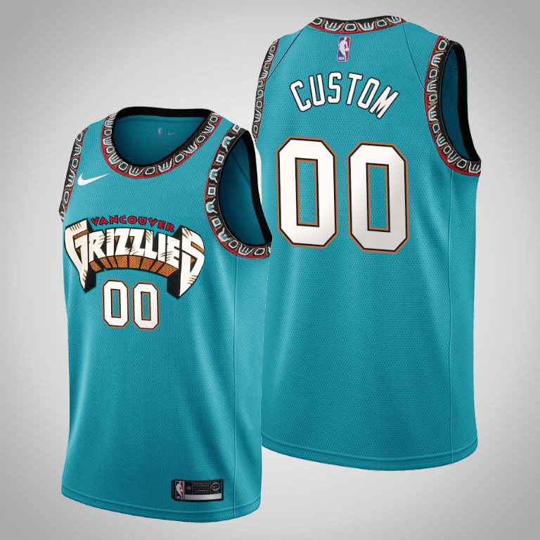 Grizzlies Custom #00 Teal 25th Season Vancouver Throwbacks Jersey