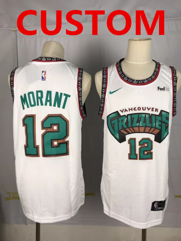 Custom Grizzlies White Nike Throwbacks Swingman Jersey