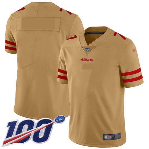 Nike 49ers Gold Men's NFL Limited Inverted Legend 100th Season Blank Jersey