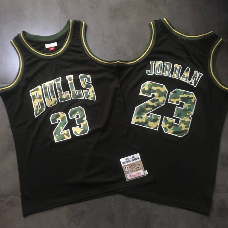 Bulls #23 Michael Jordan Black Camo 1997-98 Hardwood Classics Jersey