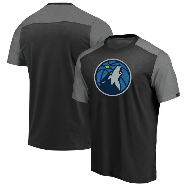 Minnesota Timberwolves Iconic Blocked T-Shirt - BlackHeathered Gray