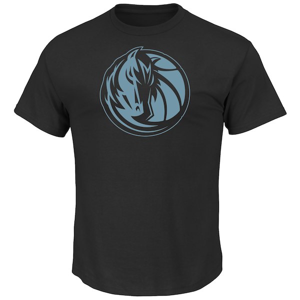 Men's Dallas Mavericks Majestic Black Tek Patch Reflective T-Shirt