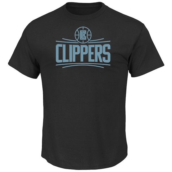 Men's LA Clippers Majestic Black Tek Patch Reflective T-Shirt