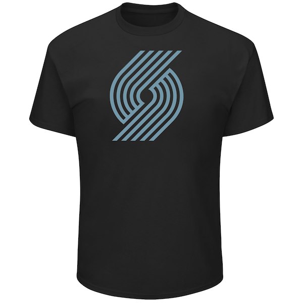 Men's Portland Trail Blazers Majestic Black Tek Patch Reflective T-Shirt