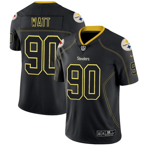 Nike Steelers #90 T. J. Watt Lights Out Black Men's Stitched Limited Rush Jersey