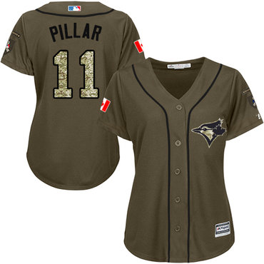 Women's Toronto Blue Jays #11 Kevin Pillar Authentic Green Salute to Service Baseball Jersey