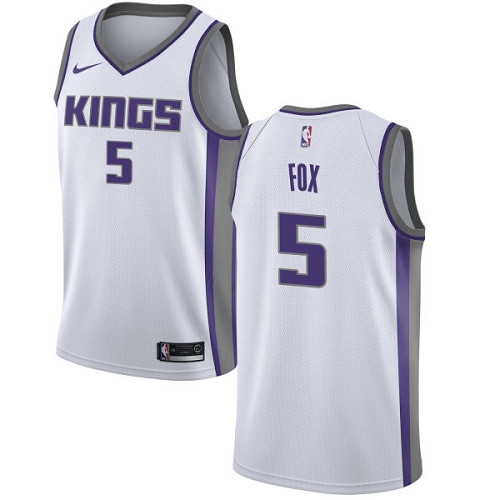 Women's Sacramento Kings #5 De'Aaron Fox White Basketball Swingman Association Edition Jersey