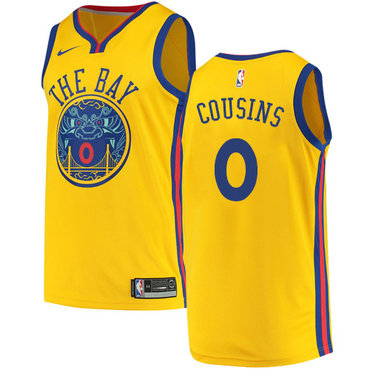 Men's Nike Golden StateWarriors #0 DeMarcus Cousins Gold NBA Swingman City Edition Jersey