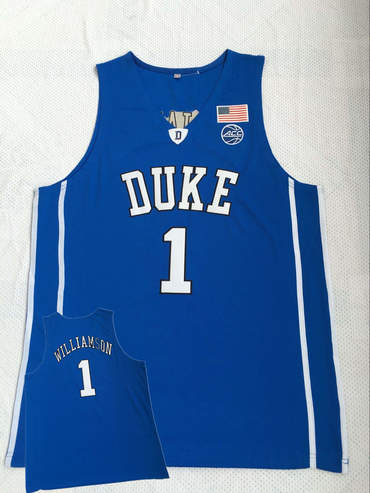 Duke Blue Devils 1 Zion Williamson Blue College Basketball Jersey