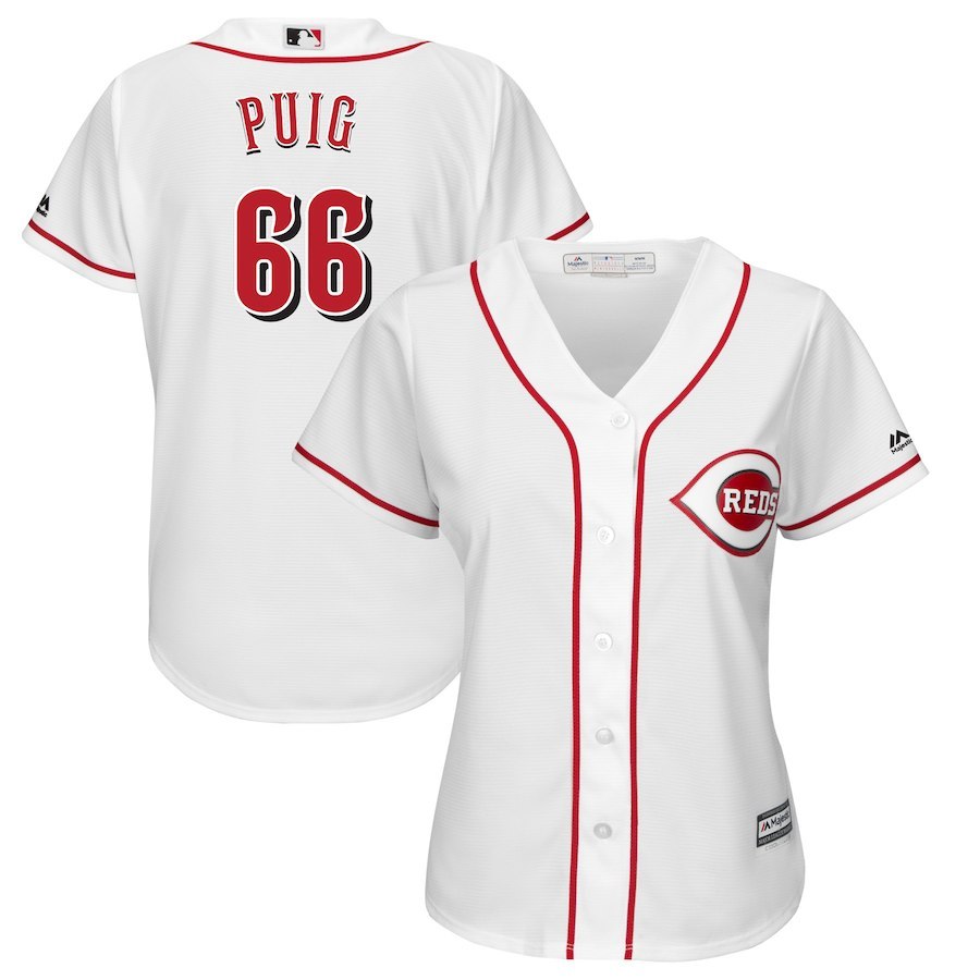 Women's Cincinnati Reds #66 Yasiel Puig White Cool Base Player Jersey