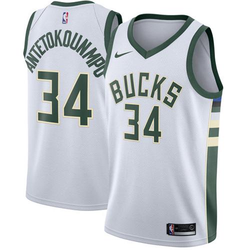 Youth Milwaukee Bucks #34 Giannis Antetokounmpo White NBA Swingman Jersey