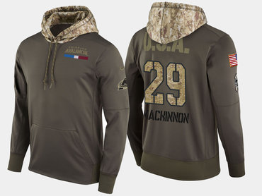 Nike Colorado Avalanche 29 Nathan Mackinnon Olive Salute To Service Pullover Hoodie