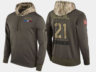 Nike Colorado Avalanche 21 Peter Forsberg Retired Olive Salute To Service Pullover Hoodie