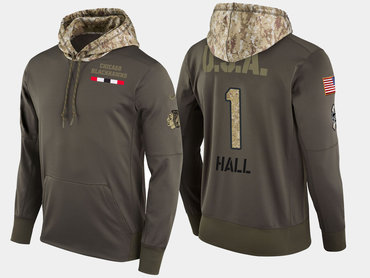 Nike Chicago Blackhawks 1 Glenn Hall Retired Olive Salute To Service Pullover Hoodie