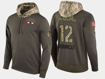 Nike Chicago Blackhawks 12 Alex Debrincat Olive Salute To Service Pullover Hoodie