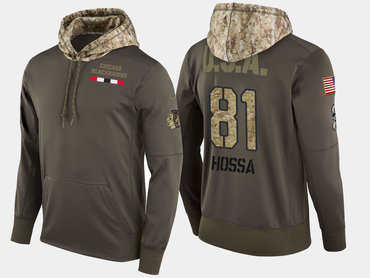 Nike Chicago Blackhawks 81 Marian Hossa Olive Salute To Service Pullover Hoodie