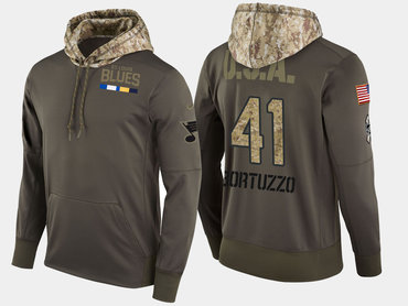 Nike St. Louis Blues 41 Robert Bortuzzo Olive Salute To Service Pullover Hoodie