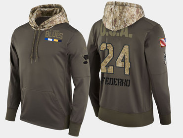 Nike St. Louis Blues 24 Bernie Federko Retired Olive Salute To Service Pullover Hoodie