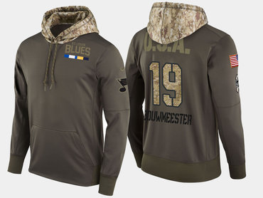 Nike St. Louis Blues 19 Jay Bouwmeester Olive Salute To Service Pullover Hoodie