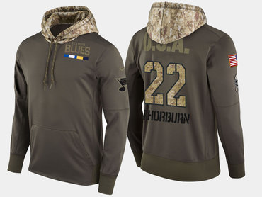 Nike St. Louis Blues 22 Chris Thorburn Olive Salute To Service Pullover Hoodie