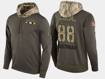 Nike Boston Bruins 88 David Pastrnak Olive Salute To Service Pullover Hoodie