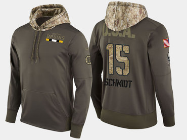 Nike Boston Bruins 15 Milt Schmidt Retired Olive Salute To Service Pullover Hoodie