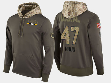 Nike Boston Bruins 47 Torey Krug Olive Salute To Service Pullover Hoodie