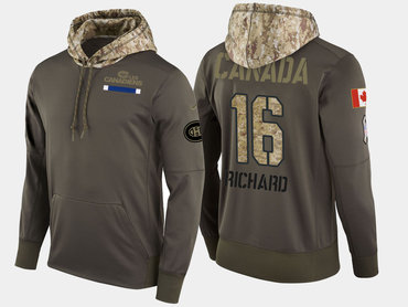 Nike Montreal Canadiens 16 Henri Richard Retired Olive Salute To Service Pullover Hoodie