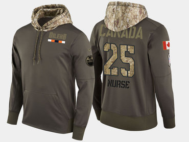 Nike Edmonton Oilers 25 Darnell Nurse Olive Salute To Service Pullover Hoodie