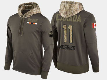 Nike Edmonton Oilers 11 Mark Messier Retired Olive Salute To Service Pullover Hoodie