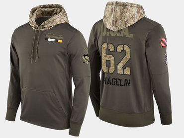 Nike Pittsburgh Penguins 62 Carl Hagelin Olive Salute To Service Pullover Hoodie