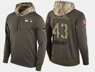 Nike Pittsburgh Penguins 43 Conor Sheary Olive Salute To Service Pullover Hoodie