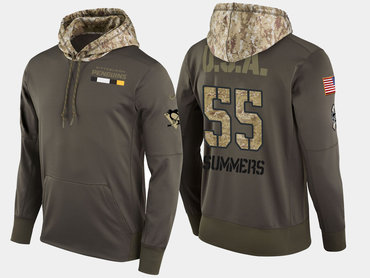 Nike Pittsburgh Penguins 55 Chris Summers Olive Salute To Service Pullover Hoodie