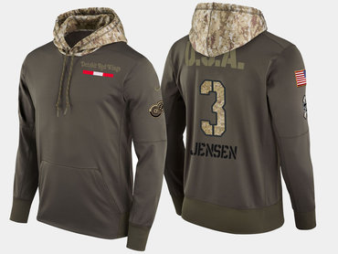 Nike Detroit Red Wings 3 Nick Jensen Olive Salute To Service Pullover Hoodie