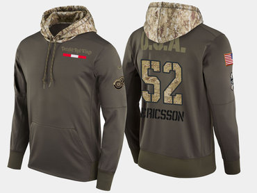 Nike Detroit Red Wings 52 Jonathan Ericsson Olive Salute To Service Pullover Hoodie