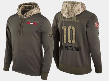 Nike Detroit Red Wings 10 Alex Delvecchio Retired Olive Salute To Service Pullover Hoodie