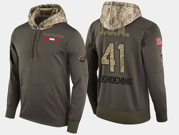 Nike Detroit Red Wings 41 Luke Glendening Olive Salute To Service Pullover Hoodie