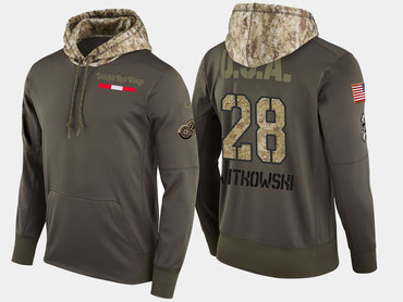 Nike Detroit Red Wings 28 Luke Witkowski Olive Salute To Service Pullover Hoodie