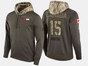 Nike Ottawa Senators 15 Zack Smith Olive Salute To Service Pullover Hoodie