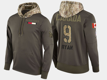 Nike Ottawa Senators 9 Bobby Ryan Olive Salute To Service Pullover Hoodie