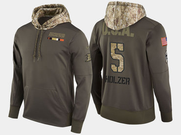 Nike Anaheim Ducks 5 Korbinian Holzer Olive Salute To Service Pullover Hoodie