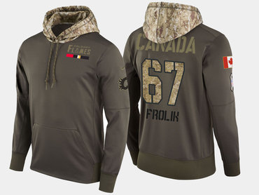 Nike Calgary Flames 67 Michael Frolik Olive Salute To Service Pullover Hoodie