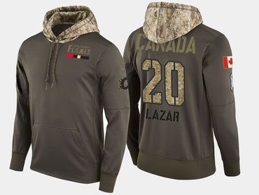 Nike Calgary Flames 20 Curtis Lazar Olive Salute To Service Pullover Hoodie